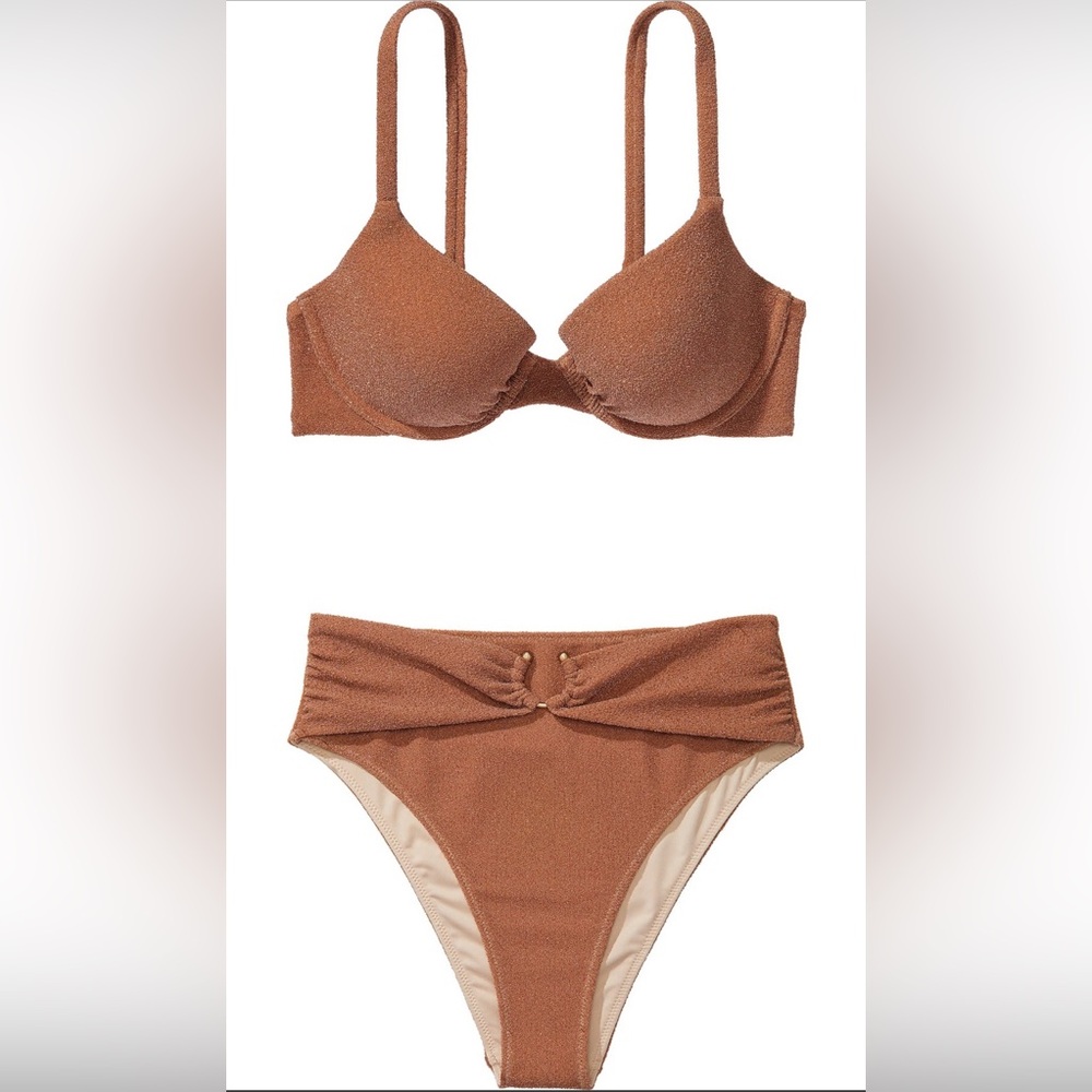 NWT VS Shimmer Icon Push-Up Bikini Top & High-Waist Cheeky Bikini Bottom Set